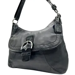 COACH コーチ ショルダーバッグ ワンショルダー ホーボーバッグ F19580 レザー パテントレザー ブラック 黒 レディース シルバー金具 バックル エレガント 肩掛け 通勤 通学 デイリーユース クリーニング済み s31