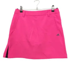 【美品】アディダス スカート ピンク 無地 ロゴプリント ストレッチ 内側インナーパンツ レディース M ゴルフウェア adidas