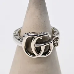 【研磨済】美品 GUCCI ダブルG キー リング 指輪 8号 アラベスク グッチ 箱付き ピンキー