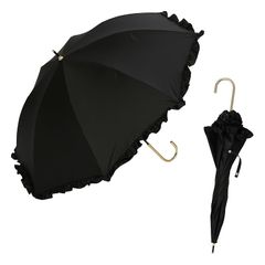 assa 日傘 レディース 長傘 フリル UVカット 晴雨兼用 遮光 軽量 UV 100% 遮熱効果 ヒートカット パラソル 大人かわいい (FL401/ブラック) 1