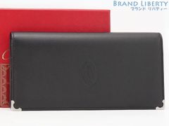 【新古品】カルティエ　Cartier　カボション　マスト ドゥ カルティエ インターナショナル ウォレット　二つ折り長財布　ブラック ボルドー 　カーフレザー　L3000585