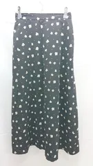 ◇ 美品 SUGARSPOON 花柄 春物 薄手 ウエストゴム さらさら ロング フレア スカート サイズF ブラック レディース E  【1304050031694】