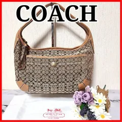 【COACHコーチ】・シグネチャー・キャンバスレザー・ブラウン・　ベージュ・バッグ・ハンドバッグ・トートバッグ・レディース