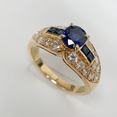 【中古】メレリオ　MELLERIO 750 ダイヤモンドブルーサファイア　リング　指輪　K18
