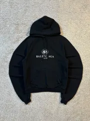 XS BALENCIAGA(バレンシアガ) BALENCIAGA BB ロゴ ミディアムフィット フード付きTシャツ 黒のサムネイル