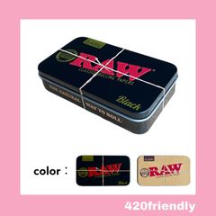 420friendly "RAW" RAW METAL TIN BOX RAWスクエアケース RAW Tin Case - ロウ アルミケース （収納ボックス）