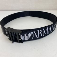 EMPORIO ARMANI　エンポリオアルマーニ  ベルト  メンズ  フリーサイズ  ロゴ  穴なし  カジュアル   無段階   大きいサイズ   ブラック