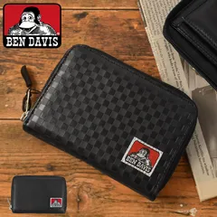 財布 ベンデイビス BEN DAVIS メンズ 中学生 高校生 二つ折り ラウンドファスナー 男の子 折りたたみ 2つ折り財布 さいふ カード入れ お札入れ 小銭入れ ブランド コンパクト ブロックチェック 黒 ブラックのサムネイル