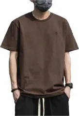 X-cross クロス tシャツ メンズ 半袖 綿 無地 スポーツ 透けない インナー ポリエステル ワンポイント オシャレ アウトドア 半袖tシャツ シンプル デザイン かっこいい カットソー トップス クルーネック(ブラウン,  M)