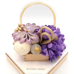 髪飾り １０点セット 京都 西陣 和小物 京あそび MIYAKO ASOBI 枡 紫 成人式 花 和風 浴衣 着物 振袖 袴 七五三 子供 結婚式お呼ばれ 卒業式 入学式 コーム 髪留め 日本製 送料無料 W 85 MU-H-1067 w724　Si