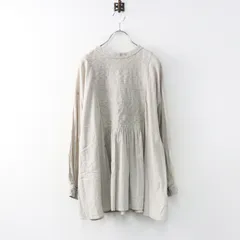 スタジオクリップ studio CLIP ダブルフロント刺繍切り替えチュニックブラウス F/ベージュ ギャザー シャツ 長袖【2400014455595】