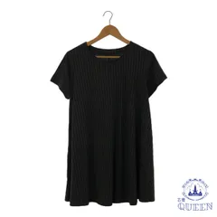 ☆美品☆ ワンピース ひざ丈ワンピース 大きいサイズ 半袖 フレア レディース ブラック Ｌ 901-16534 送料無料 古着