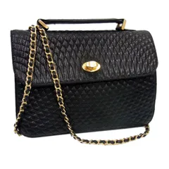 ヴィンテージ◇BALLY バリー チェーン ショルダーバッグ  キルティング  肩がけバッグ 高級 レディース ブラック イタリア製