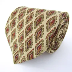 ブルックスブラザーズ ブランドネクタイ 総柄 小紋柄 ダイヤ柄 シルク アメリカ製 PO メンズ ベージュ Brooks Brothers 【中古】