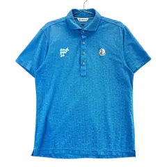 サイズ：L AND PER SE アンパスィ  半袖ポロシャツ ロゴ総柄 ブルー系 [240101461512] ゴルフウェア メンズ ストスト