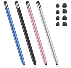 新品 Smozer タッチスクリーン用スタイラスペン 4 本パック 高精度高感度 多機種対応 iPhone/iPad/Samsung/Android/PC 用 (ブラック/シルバー/ブルー/ピンク（4枚組）)