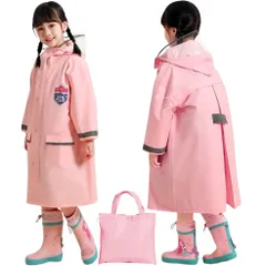 [十色屋] 【保育士推薦】 レインコート キッズ かわいい カッパ レインウェア ポンチョ 雨具 ランドセル対応 女の子 男の子 通学 厚手 はっ水 防水 収納袋付き (ピンク, L) [ピンク] [L]