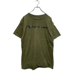 Champion 半袖 ロゴTシャツ M オリーブ カーキ チャンピオン クルーネック 迷彩ロゴ 袖ロゴ 古着卸 アメリカ仕入 a603-6451