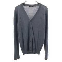 BLACK LABEL CRESTBRIDGE ブラックレーベルクレストブリッジ 長袖 Vネック ニットカーディガン M チャコールグレー メンズ 古着