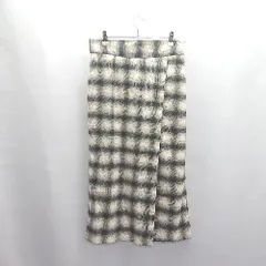 ◇ ⊇◎●未使用● GU ジーユー チェック柄 ロング フレア スカート サイズL ベージュ ブラック ホワイト レディース E  【1503060026205】