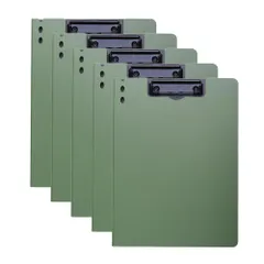 AZNABLE クリップボード A4 バインダー クリップファイル 二つ折り ファイル 黒 青 事務用品 軽量 会議 5枚セット (グリーン) [グリーン]