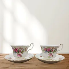 【値下げしました】Royal Albert [Moss Rose] ロイヤルアルバート  カップ＆ソーサー(廃盤品)  2客セット