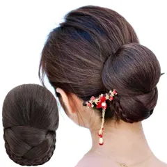 Luce brillare 和装ウィッグ 葵 シニヨン お団子 お団子ウィッグ 着物ウィッグ 部分ウィッグ 和装 ヘアピース 着物 日本舞踊 着付け 編み込み ポイントウィッグ レディース 女性 和装ヘアピース 結婚式 盛り髪  [ナチュラルブラウン] [瑛]