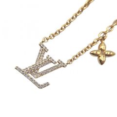 ルイヴィトン ネックレス レディース LV アイコニック アクセサリー アジャスター付き LOUIS VUITTON ラインストーン    M00596 ゴールド 約6.5g 美品【中古品】