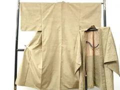 平和屋着物●男性　紬　髭紬羽織セット　色無地　飴色　正絹　逸品　CAAU2837yc