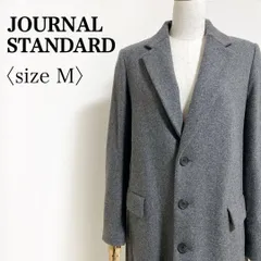 【美品】JOURNAL STANDARD ジャーナルスタンダード◎ウール混 裏地ストライプ チェスターコート Mサイズ グレー系 ビジネス カジュアル