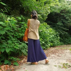 ヘンプ×オーガニックコットン バックレースカットソー●オリーブ