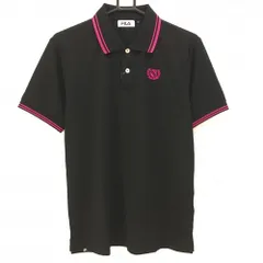 ★値下げ★【新品】フィラゴルフ 半袖ポロシャツ 黒×ピンク 吸汗速乾 UVCUT メンズ L ゴルフウェア FILA GOLF
