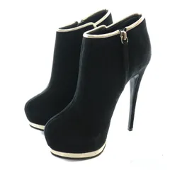 ジュゼッペザノッティ Giuseppe Zanotti ショートブーツ ジップアップ スウェード 黒 ブラック 36 ■OS