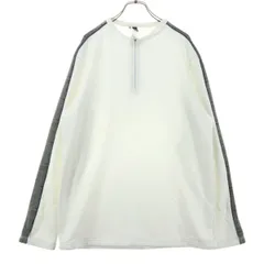 adidas アディダス ロゴ柄 長袖 ハーフジップ Tシャツ M ホワイト メンズ 古着