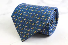 サルヴァトーレフェラガモ ブランド ネクタイ とんぼ 昆虫 総柄 シルク イタリア製 PO メンズ ネイビー Salvatore Ferragamo 【中古】