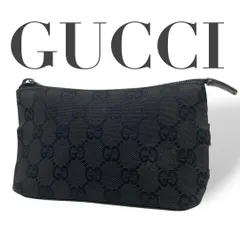良品 4853 GUCCI グッチ ポーチ GG キャンバス レザー ブラック