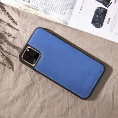 HANATORA iPhone11 Pro Max ケース 本革 スマホケース イタリアンレザー ブルー シアン 青 藍