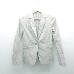 ◇ GREEN LABEL RELAXING Vネック シングルボタン ショート丈 薄手 長袖 ジャケット サイズ36 ライトグレー レディース E  【1307210023119】