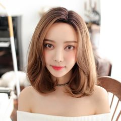 フルウィッグ　センター分け　グラデーション　ネット付き　かつら　コスプレ　女装　変装　根元黒　wig ウィック　ファッションウィッグ　医療用　グラデーション　韓国　ブラウン　ボブヘアー　テカリなし　自然耐熱　人工頭皮　高級ファイバー　ナチュラル　韓国アイドル