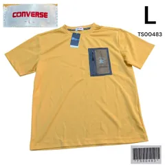 TS00483　CONVERSE コンバースタグ付きプリント半袖Tシャツ L イエロー吸水速乾