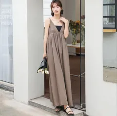 ジャンパースカート キャミソールワンピース サロペット スカート レディース 夏 マーメイド ロングワンピース オールインワン ジャンスカ 無地 キャミワンピ ゆったり ノースリーブ　 細見え着痩せ 体型カバー マタニティカジュアル 秋 夏旅行anmeis02