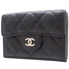 CHANEL(シャネル) マトラッセ ココマーク 三つ折り財布 コンパクト財布 3つ折り ミニウォレット 両面財布 Wホック キャビアスキン ブラック黒 シャンパンゴールド金具 A84401 レディース 40802091513【中古】【アラモード】