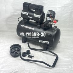 【未使用】 コンプレッサー 静音 30L 高吐出量 メンテナンスフリー オイルフリー タンク内塗装 ブラック HG-1300RB-30 【678-1】