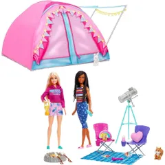 バービー(Barbie) かわいいピンクのテントとキャンプセット／映画「バービー」に登場！？【着せ替え人形】【ドール2体付、アクセサリープレイセット】 【3才~】 HGC18 