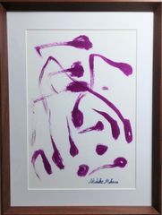 Akihiko Mihara, Salon d'Automne Award-winning artist [Ancient Purple] Original drawing, brush pen art, pen drawing, line drawing, contemporary art, small piece, painting, fine art, interior, miscellaneous goods, hand-drawn illustration, purple, abstract painting, design drawing, goldfish, fireworks, mystical, power, energy, feng shui, interior coordination
