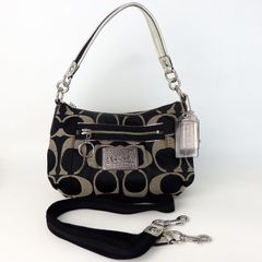 【COACH】コーチ シグネチャー 2way トートバッグ ショルダーバッグ ブラック ナイロン 15317 レディース【中古】3-4 41091
