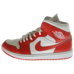 NIKE (ナイキ) WMNS AIR JORDAN 1 MID WHITE HABANERO RED ウィメンズ エアジョーダン1 ミッドカットスニーカー レッド US11/28cm BQ6472-116