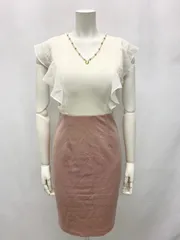 1184 dazzy store デイジーストア キャバクラ ドレス シフォン フリル ノースリーブ パール ストーン Vネック キャバドレス S