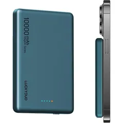 Magsafe 対応 モバイルバッテリー 軽量 超薄型 マグネット式ワイヤレス充電 10000mAh PD20W USB-c出力 ワイヤレス出力/USB-Cポート入出力/LED残量表示