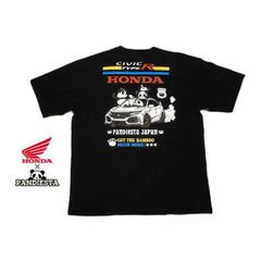 パンディエスタ × Honda(ホンダ) コラボ 半袖 Tシャツ 585503 プリント パンダ シビックタイプR ブラック